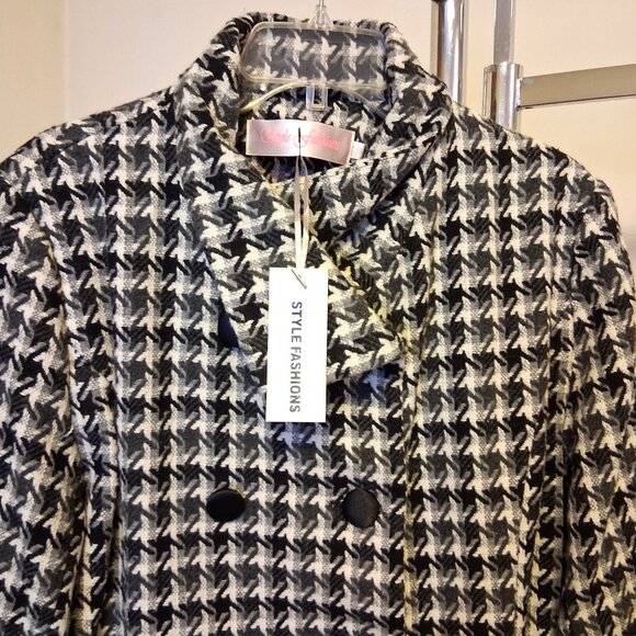 NEW Women’s Gray Black Double-Breasted Lined Trench Coat Winter Outerwear 16 XL - Picture 9 of 10